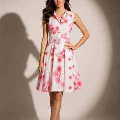 Belted Floral Shirt Dress