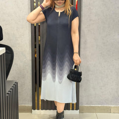 PLEATED GRADIENT MIDI DRESS
