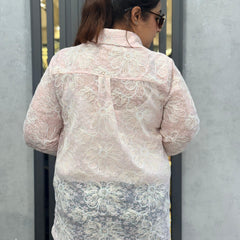 Sheer Floral Embroidered Shirt