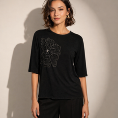 Embroidered Floral Knit Top