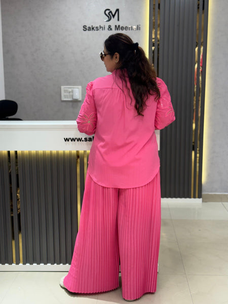 Pleated Embroidered Co-Ord Set