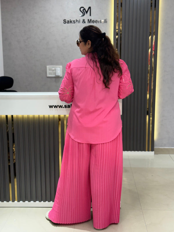 Pleated Embroidered Co-Ord Set