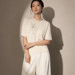Embroidered Floral Knit Top