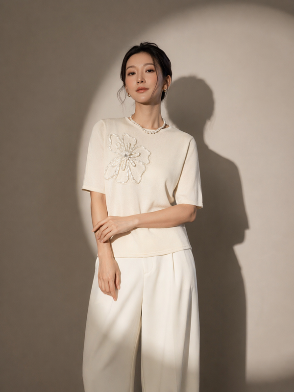 Embroidered Floral Knit Top