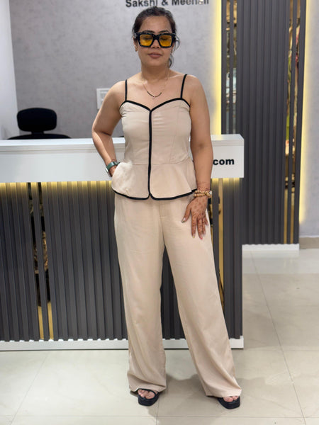 Contrast Trim Peplum Lounge Set
