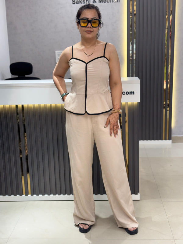 Contrast Trim Peplum Lounge Set