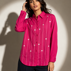 Heart Motif Embroidered Relaxed Shirt