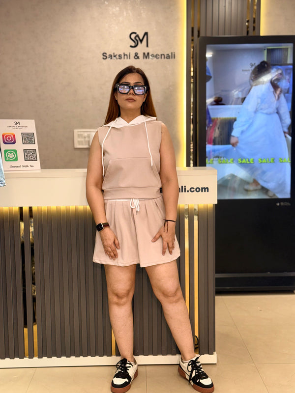 Sleeveless Hooded Top & Shorts Co-Ord Set