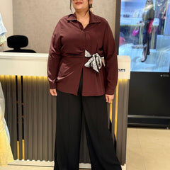 Fluid Tie-Detail Shirt & Wide-Leg Trousers Set