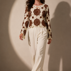 Crochet Floral Knit Top
