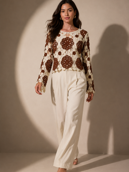 Crochet Floral Knit Top