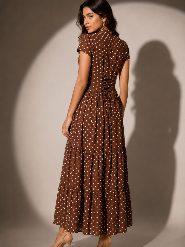 Polka Dot Tiered Midi Dress