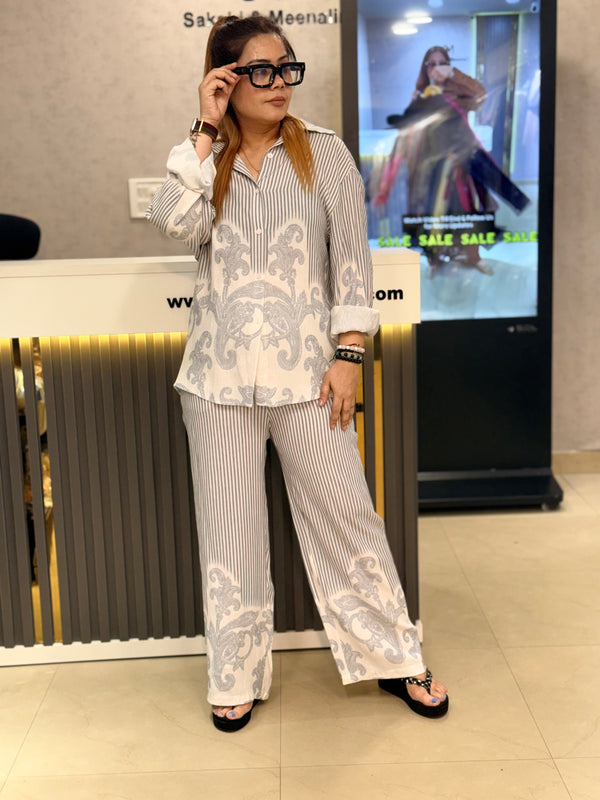 Striped Print Flowing Co-Ord Set