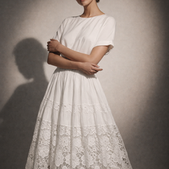 Tiered Lace Hem Midi Skirt