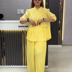 Pleated Embroidered Co-Ord Set