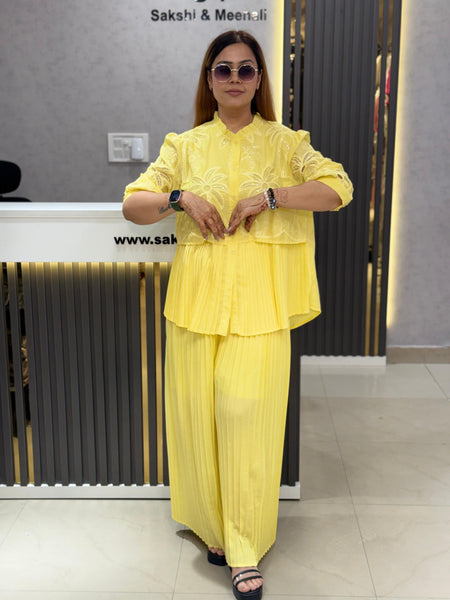 Pleated Embroidered Co-Ord Set