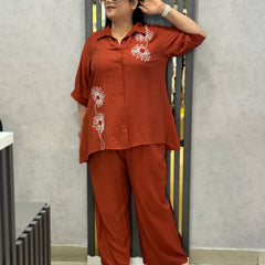 Floral Embroidered Relaxed Shirt and Bermuda Set