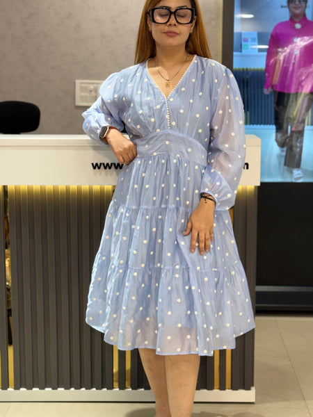 Polka Dot Gathered Midi Dress