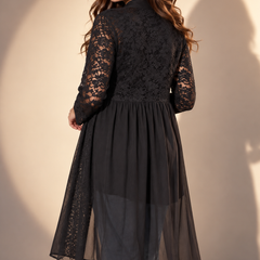 Lace Longline Shrug with Sheer Panels