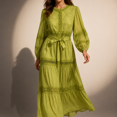 Embroidered Tiered Midi Dress