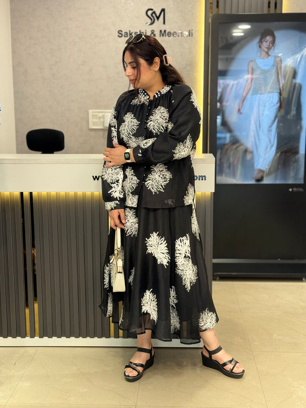 Embroidered Fluid SKirt top