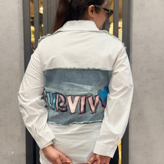Graphic Patchwork Shirt with Textured Panel
