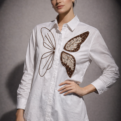 Embroidered Butterfly Motif Shirt