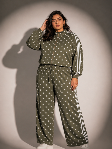 Polka Dot Zip-Up Co-Ord Set