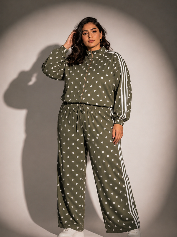 Polka Dot Zip-Up Co-Ord Set