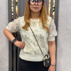 Textured Floral Lace Knit Top