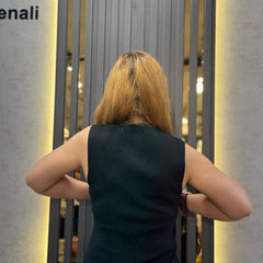 Sleeveless Top with Sculptural Metal Detail