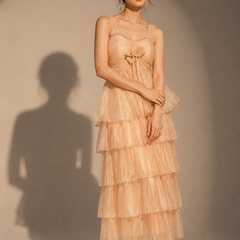 Midi Dress with Embellished Neckline