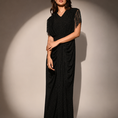 Embellished Draped Maxi Dress