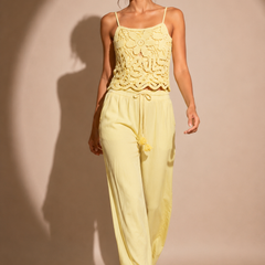 Crochet Appliqué Cami & Relaxed Trousers Co-Ord Set