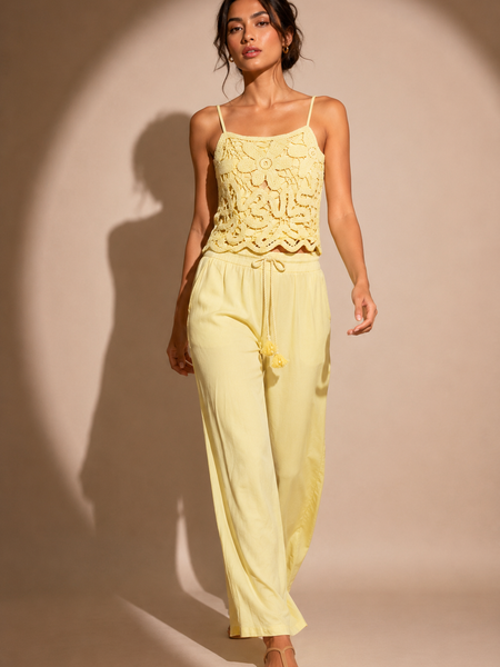 Crochet Appliqué Cami & Relaxed Trousers Co-Ord Set