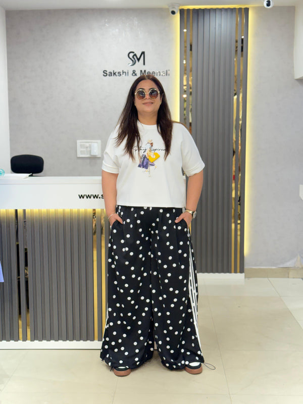 Polka Dot Wide-Leg Trousers w