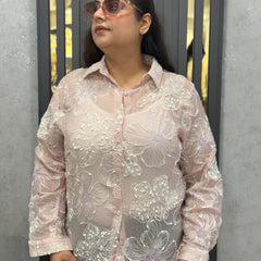 Floral Embroidered Sheer Shirt