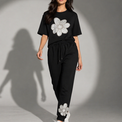 Embroidered Floral Relaxed Co-Ord Set