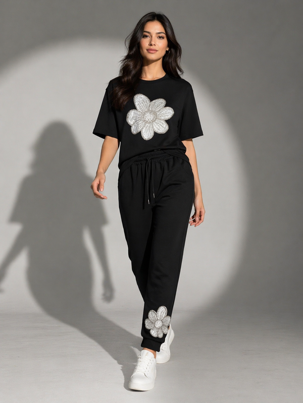 Embroidered Floral Relaxed Co-Ord Set