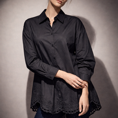 Relaxed Embroidered Hem Shirt
