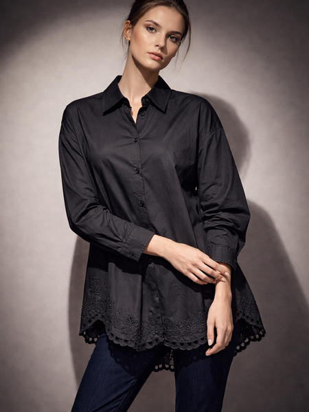 Relaxed Embroidered Hem Shirt