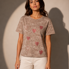 Heart Motif Printed T-Shirt