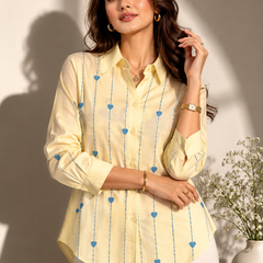 Heart Motif Embroidered Relaxed Shirt