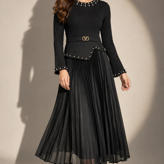 Embellished Pleated Maxi Dress