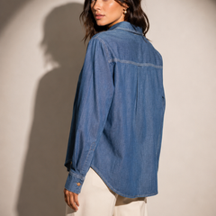 Embroidered Denim-Style Shirt