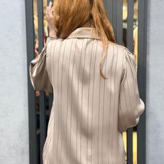 Pinstripe Satin-Feel Shirt