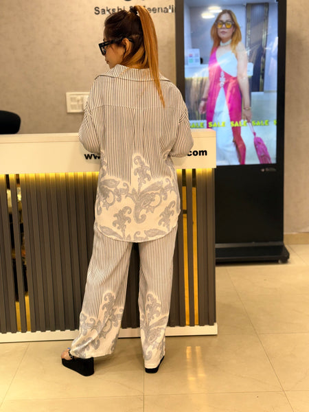 Striped Print Flowing Co-Ord Set