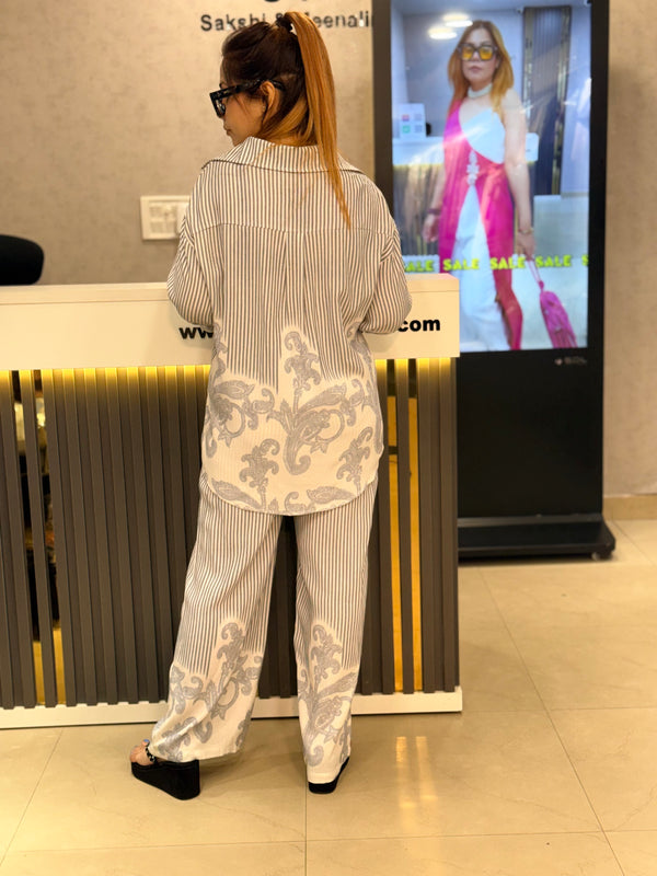 Striped Print Flowing Co-Ord Set
