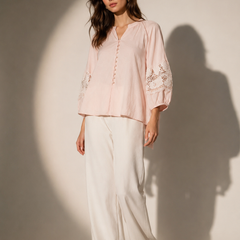 Lace-Detail Peasant Blouse