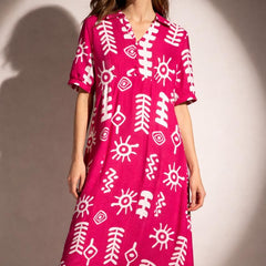 Printed Midi Dress with Flared Silhouette